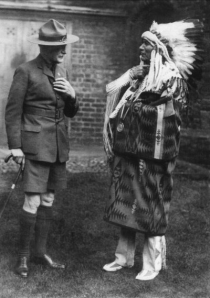 Fig 20: Scout Movement founder Robert Baden-Powell with Sioux Indian Chief Dr. Charles A. Eastman in Queens' College, Cambridge, UK, in 1928.